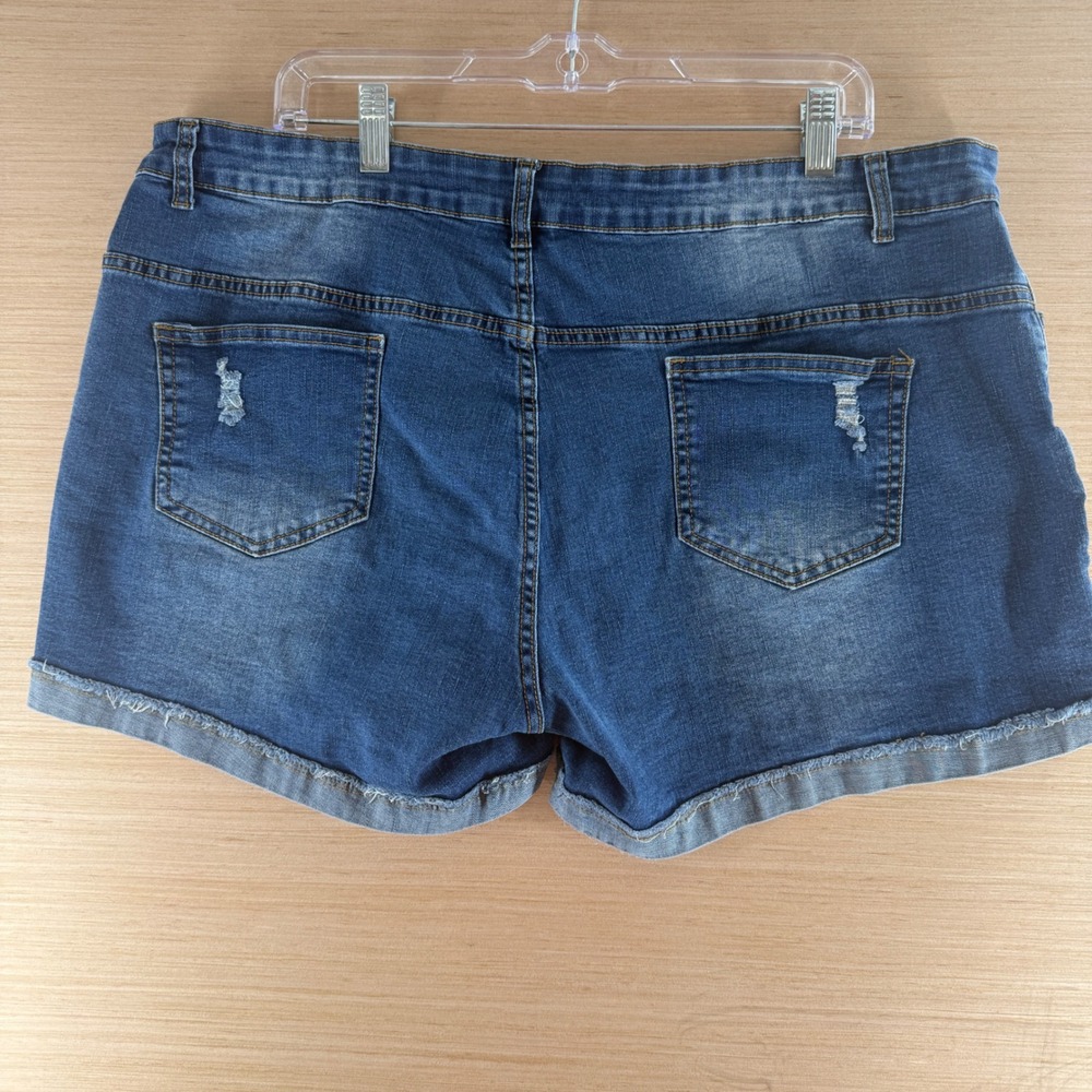 Jeans Brand Womens XXL‎ Distressed High Rise Denim Shorts Cuffed Raw Hem Stretch - Picture 2 of 13
